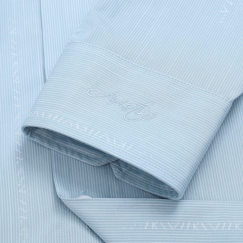 Áo sơ mi dài tay nam Aristino phom regular fit, thiết kế tà lượn, màu xanh dệt Jacquard nhã nhặn - ALS44202