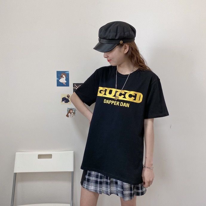 Áo Thun Ngắn Tay In logo GUC Kèm Thẻ Thời Trang Cho Nam Nữ