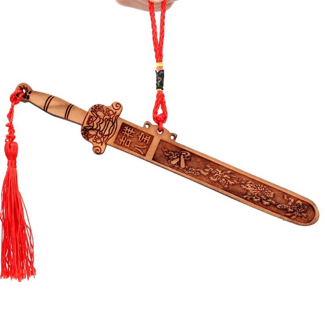 Kiế.m gỗ đào chiêu tài nạp cát dài 20 cm