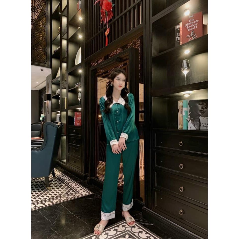 ✅ Bộ Pijama phi lụa TIỂU THƯ quần dài tay dài