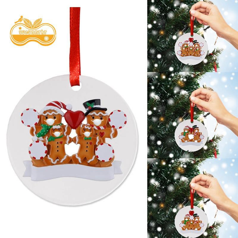 Christmas Ornament Personalized Survivor Family Decorations Masked Hand-Washed Christmas Tree Hanging Pendant-4 Heads