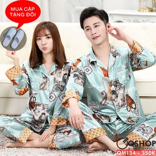 Bộ đồ ngủ pijama cặp đôi lụa satin mềm QM134