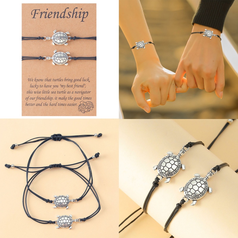 Set 2 Vòng Tay Tình Bạn Bằng Vải Dệt Thủ Công Có Thẻ Điều Chỉnh Được