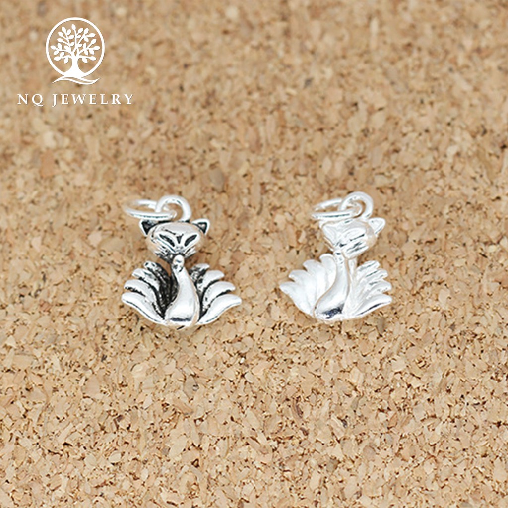 Charm bạc trắng hồ ly treo - NQ Jewelwery