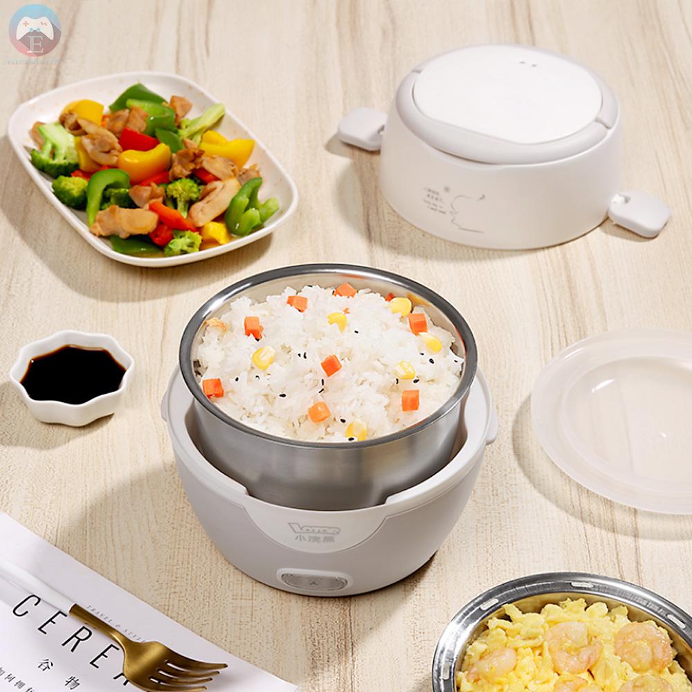 Ê LOTOR Electric Lunch Box Food Heater with Stainless Steel Pot 1.3L Steamer Portable Mini Rice Cooker Multi-function Cooking Steaming Lunch Containers HM-2015 220V