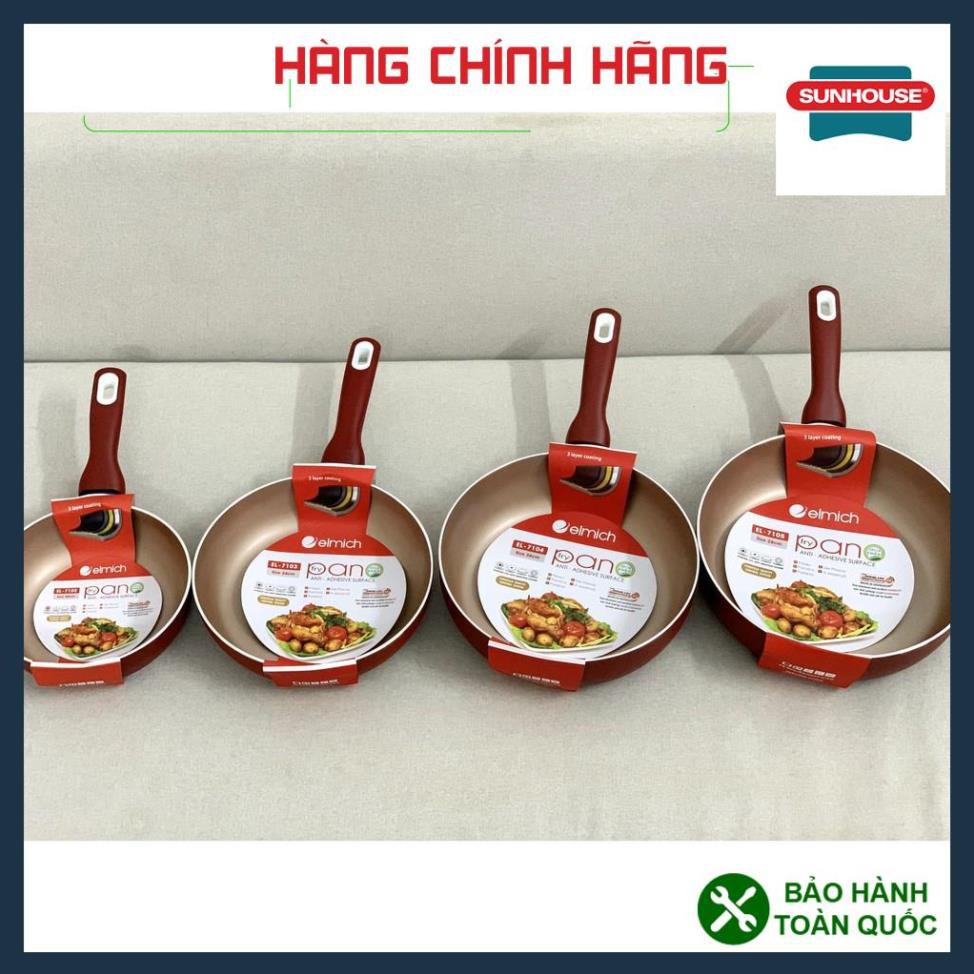 Chảo chống dính Elmich 20cm, chảo chống dính sâu lòng màu đỏ Elmich, dùng cho mọi loại bếp