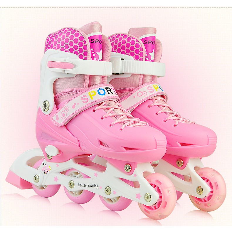 [FREE SHIP =&gt; 50K ] Giày trượt Patin Sports hồng Size M cho bé từ 6 đến 11 tuổi