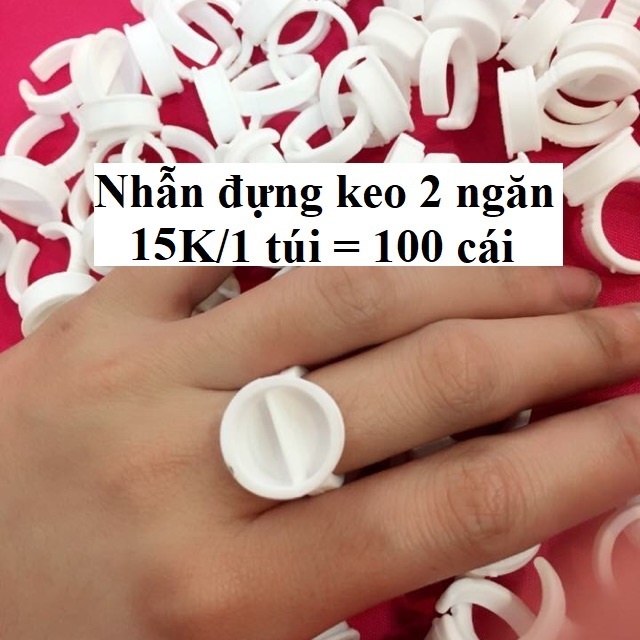 Nhẫn đựng keo nối mi 2 ngăn (100 cái/1 túi)
