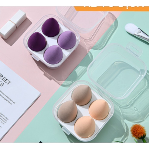 [FREE SHIP]Set 4 Mút Trang Điểm Hình Quả Trứng Nhiều Màu Sắc Sử Dụng Ướt Và Khô - Có hộp đựng | BigBuy360 - bigbuy360.vn