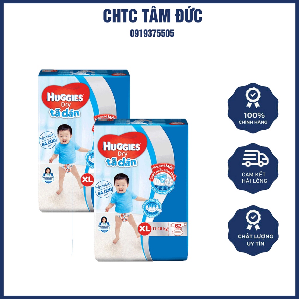 Tã Dán Huggies Size Xl  38/ 68 Miếng Lớp Đệm Siêu Mềm Khô Thoáng Cho Bé