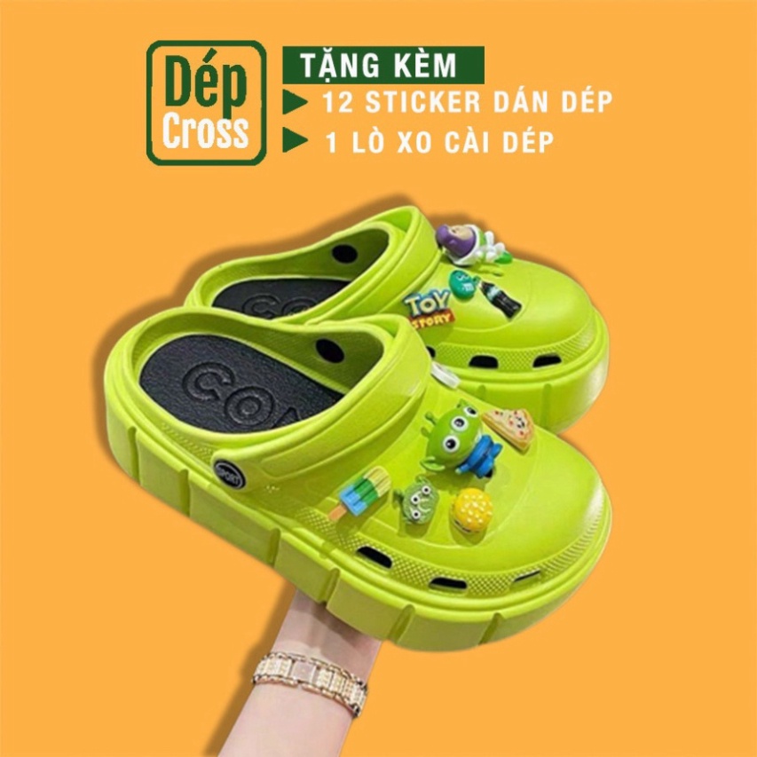 DEPCROSS [ CÓ SẴN ]- Dép bánh mì Cross sticker ToyStory đế cao 6cm -Cross độn đế cao đúc nguyên khối, siêu êm - Hot 2022