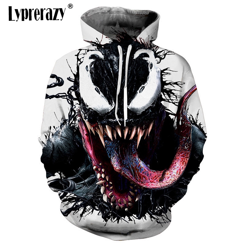 Áo hoodie tay dài in hình Venom 3D thời trang cá tính cho nam và nữ