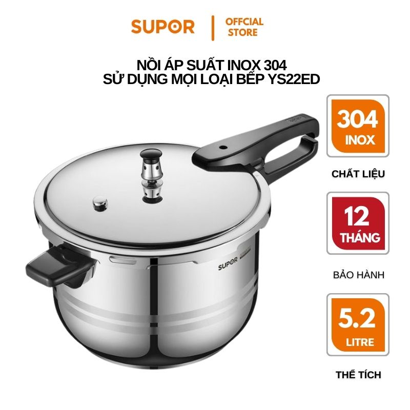 NỒI ÁP SUẤT BẾP TỪ SỬ DỤNG MỌI LOẠI BẾP 5.0L-22CM 5 LỚP INOX 304 Quick YS22ED