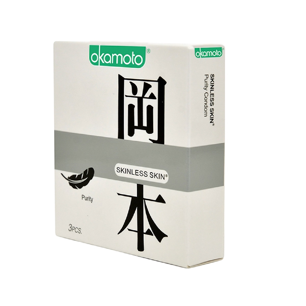 Bao cao su siêu mỏng tinh khiết Okamoto Purity - hộp 3 chiếc