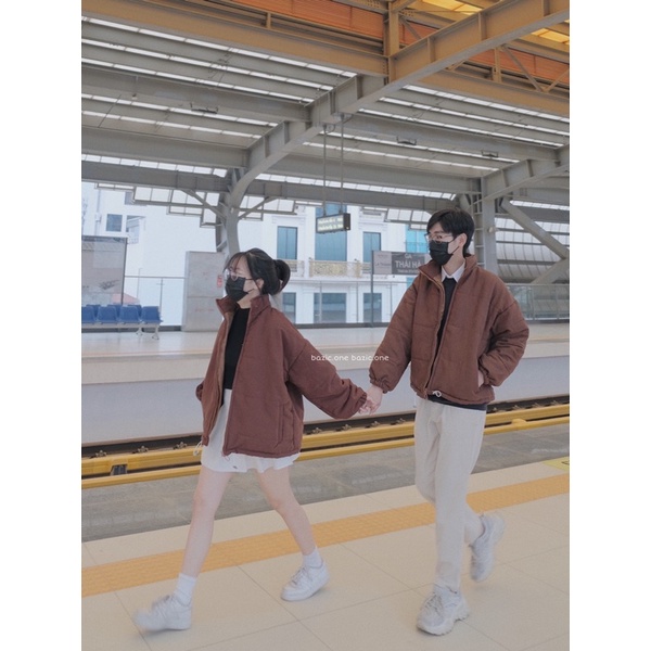 Áo Khoác Phao chần bông, áo khoác phao form ngắn unisex Bazic one