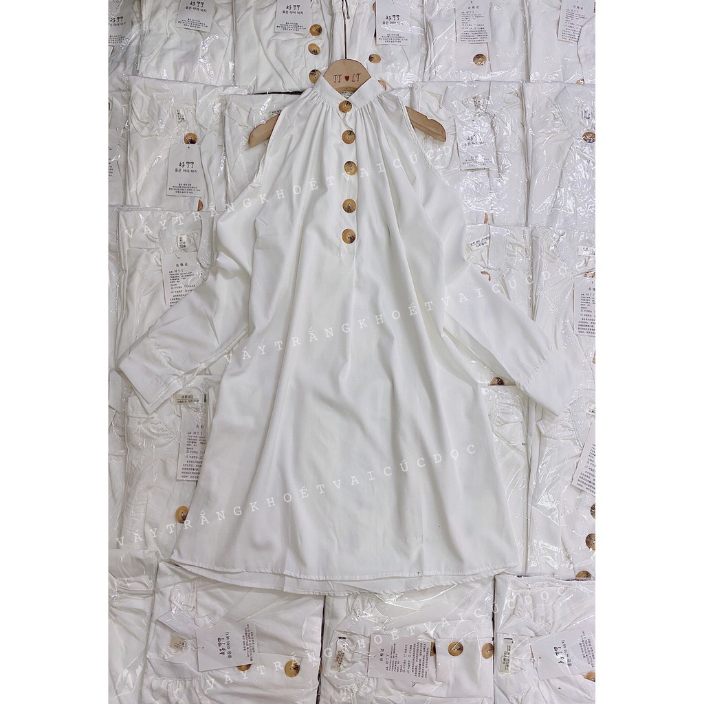 Áo sơ mi trắng hở vai vạt bầu phom rộng dáng suông dễ phối đồ - Váy Sơ mi Hở Vai Sexy, | BigBuy360 - bigbuy360.vn