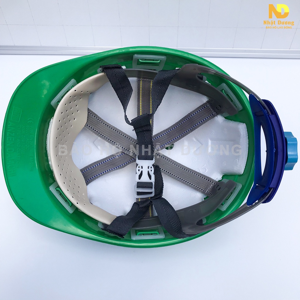 Mũ bảo hộ lao động khóa vặn màu xanh lá HPS1 Nón bảo hộ lao động lót xốp Nhật Dương