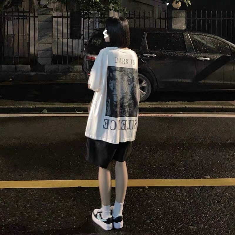 Set Quần Dài Áo Silence Rừng Cây Nữ 🌸 Bộ đồ culottes kẻ caro kèm thun form rộng tay lỡ in hình vintage Ulzzang