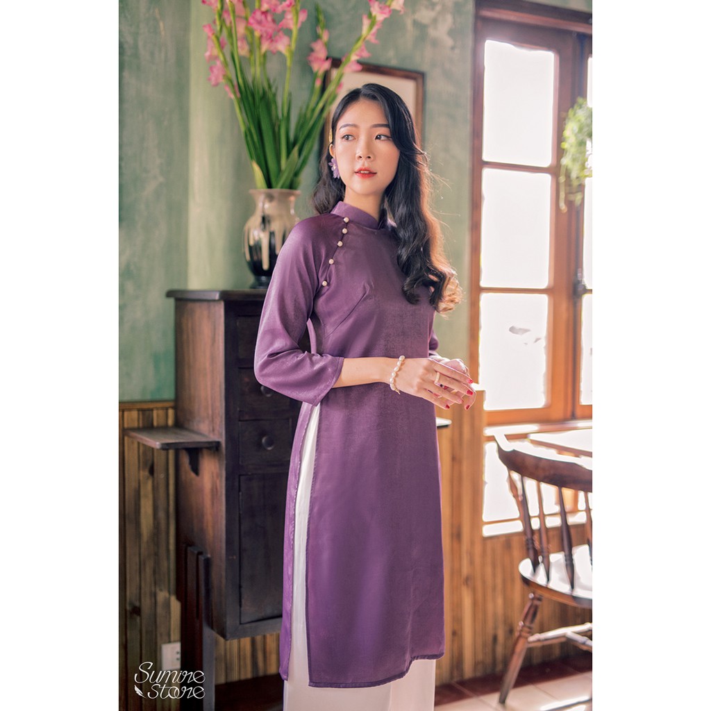 Sumire Store Áo dài Dáng xưa Yên Phương Tím than