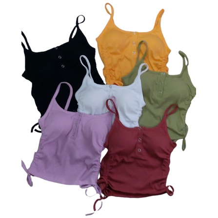Áo 2 dây bún Croptop có mút ngực,có dây rút 2 bên sườn, chất liệu thun gân tăm thoáng mát, thích hợp tập gym, đi dạo