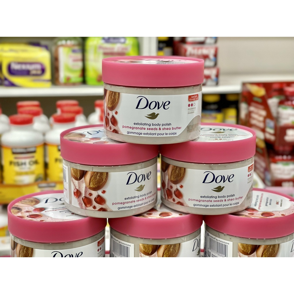 Tẩy Da Chết Toàn Thân DOVE Exfoliating Body Polish POMEGRANATE SEEEDS & SHEA BUTTER / MACADAMIA RICE MILK - Bản Mỹ