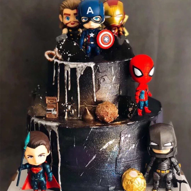 Set Siêu Anh Hùng Marvel Chibi nhựa nhẹ trang trí bánh kem, phụ kiện bánh sinh nhật, đồ trang trí bánh kem sinh nhật