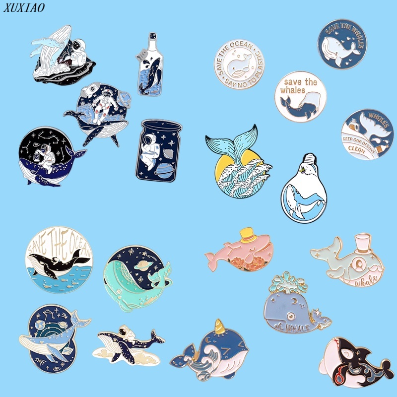Ghim Cài Áo Hình Động Vật Biển / Phi Hành Gia / Cá Mập / Cá Voi / Cá Voi Bảo Vệ Hộ Mệnh Cho Bạn Bè 50 Kiểu