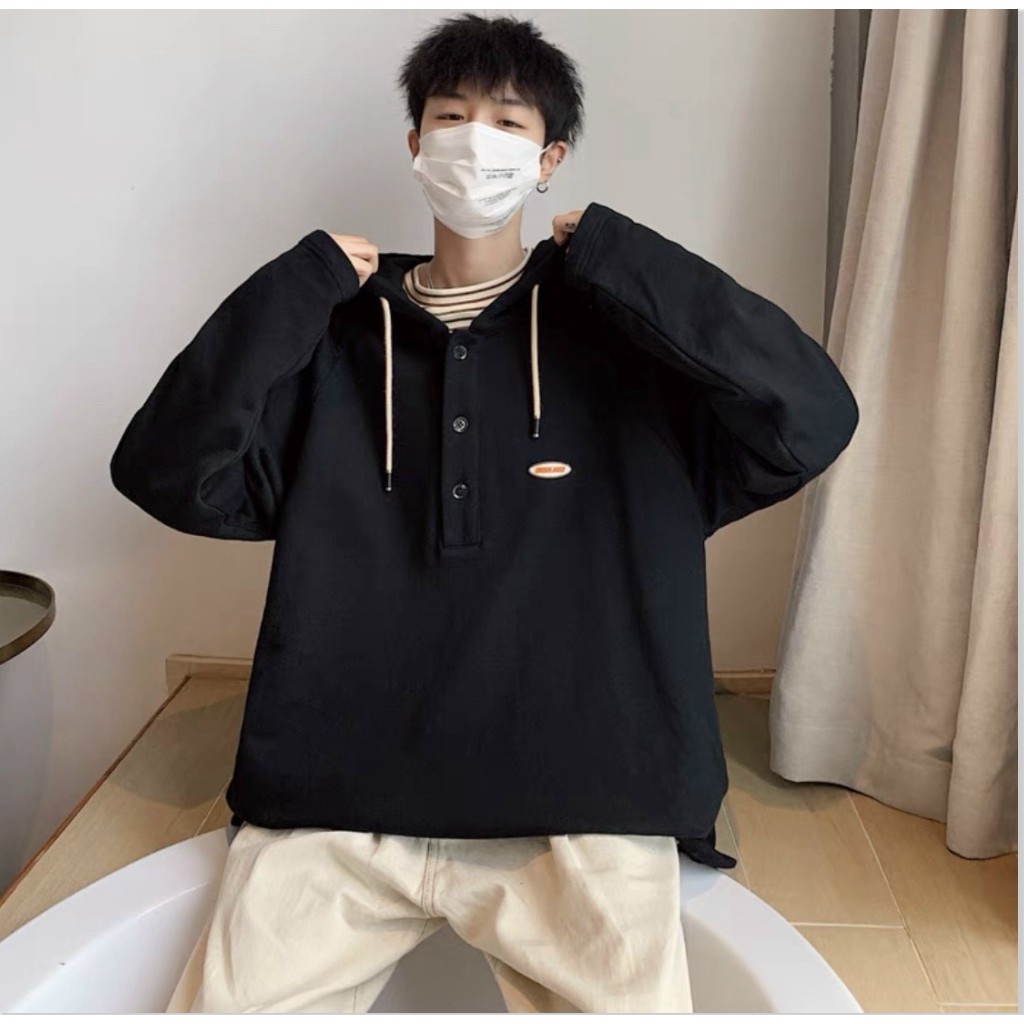 ÁO KHOÁC HOODIE CHUI ĐẦU CỔ TRỤ PHỐI NÚT CÁ TÍNH SÀNH ĐIỆU MẪU HOT MỚI NHẤT 2021