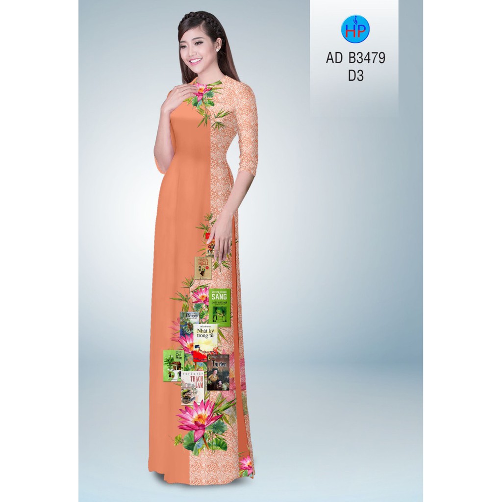 Vải may áo dài họa tiết hoa văn 3D AD B3479, chất liệu Bảo Anh