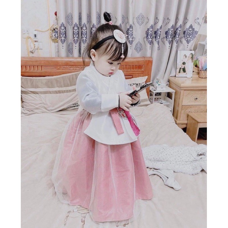 hanbok váy  đỏ cho bé(ảnh thật )