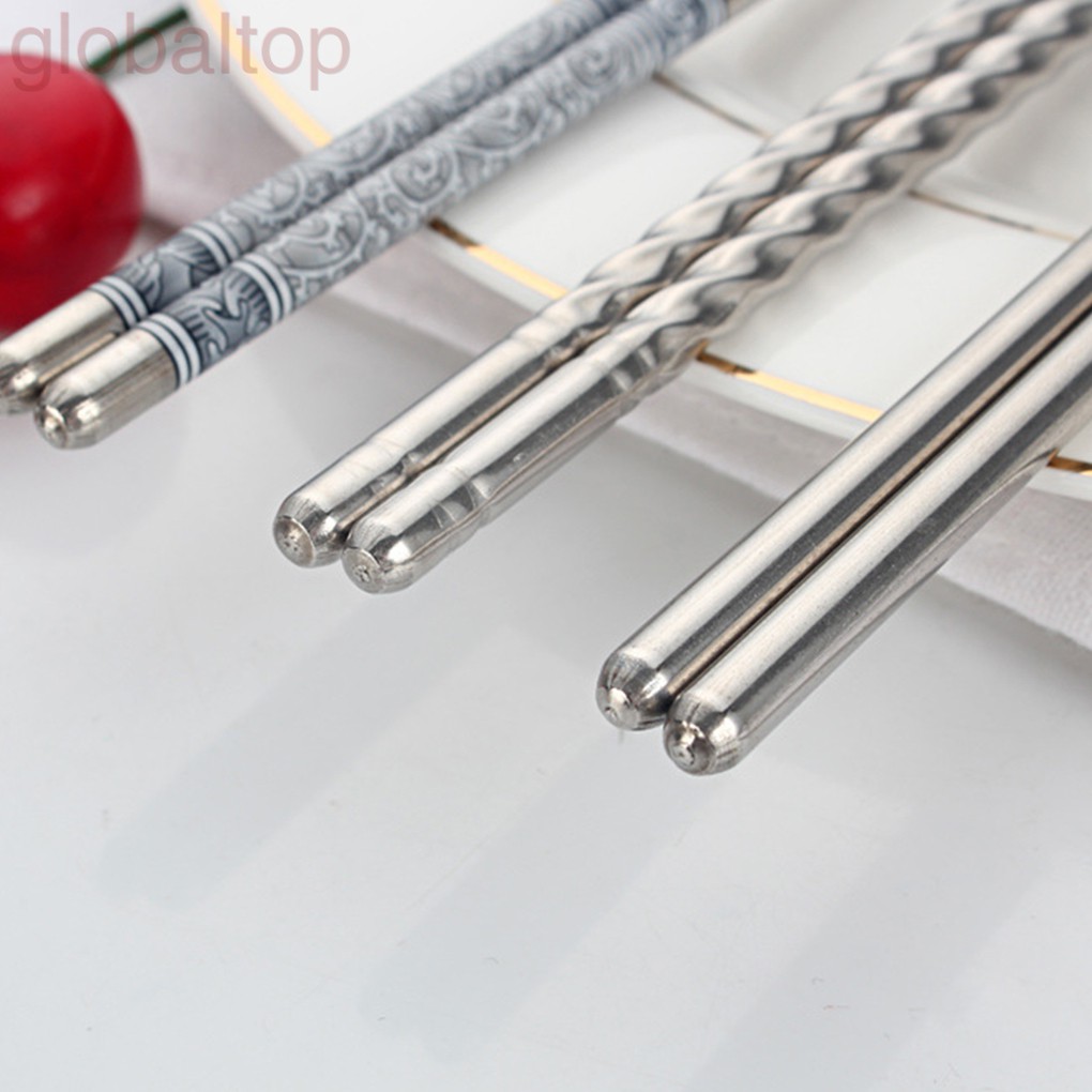 Bộ 5 Đôi Đũa Chống Trượt Bằng Thép Không Gỉ