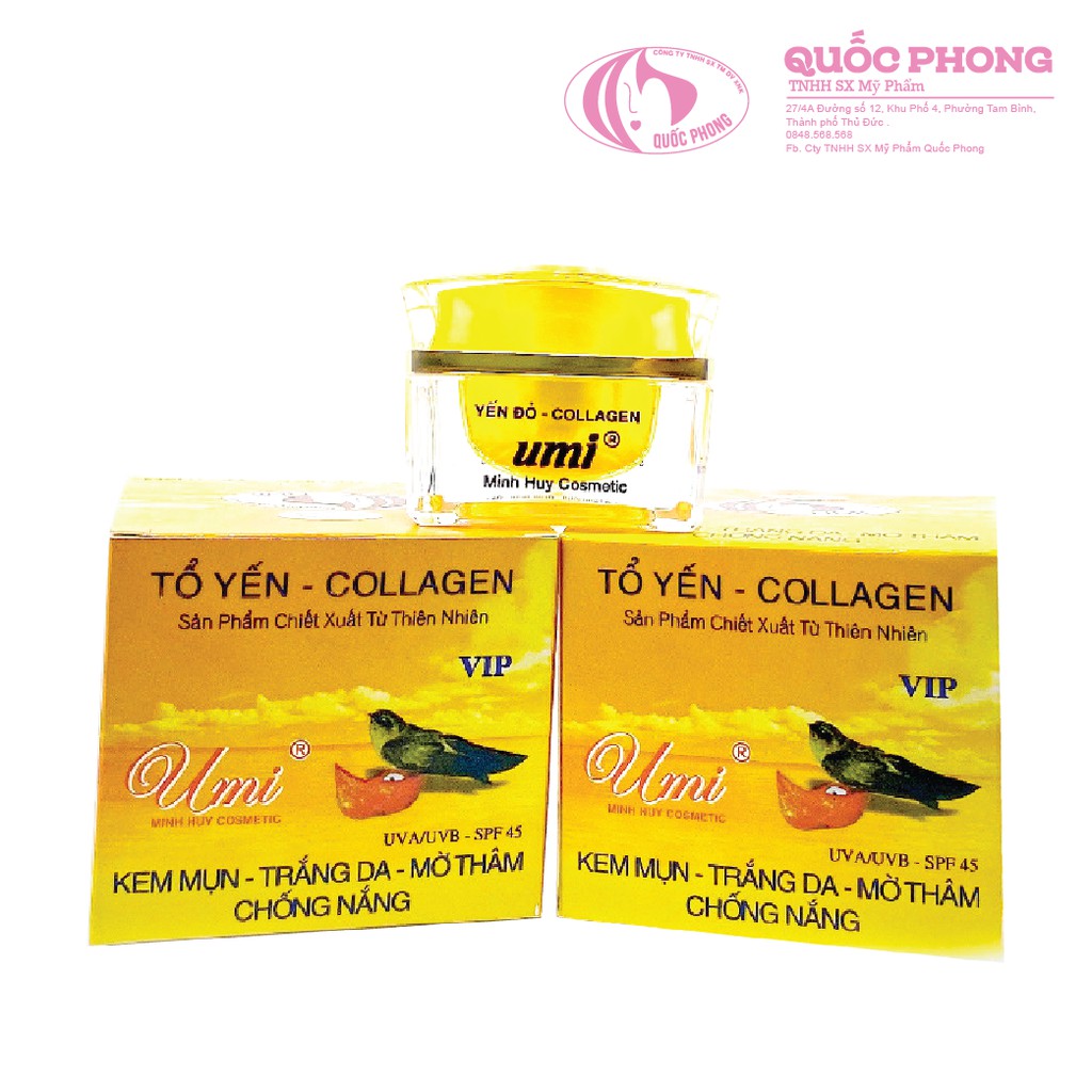 Kem Mụn chiết xuất hạt Nano TỔ YẾN BIO COLLAGEN Chính Hãng UMI (Net. 25Gr)