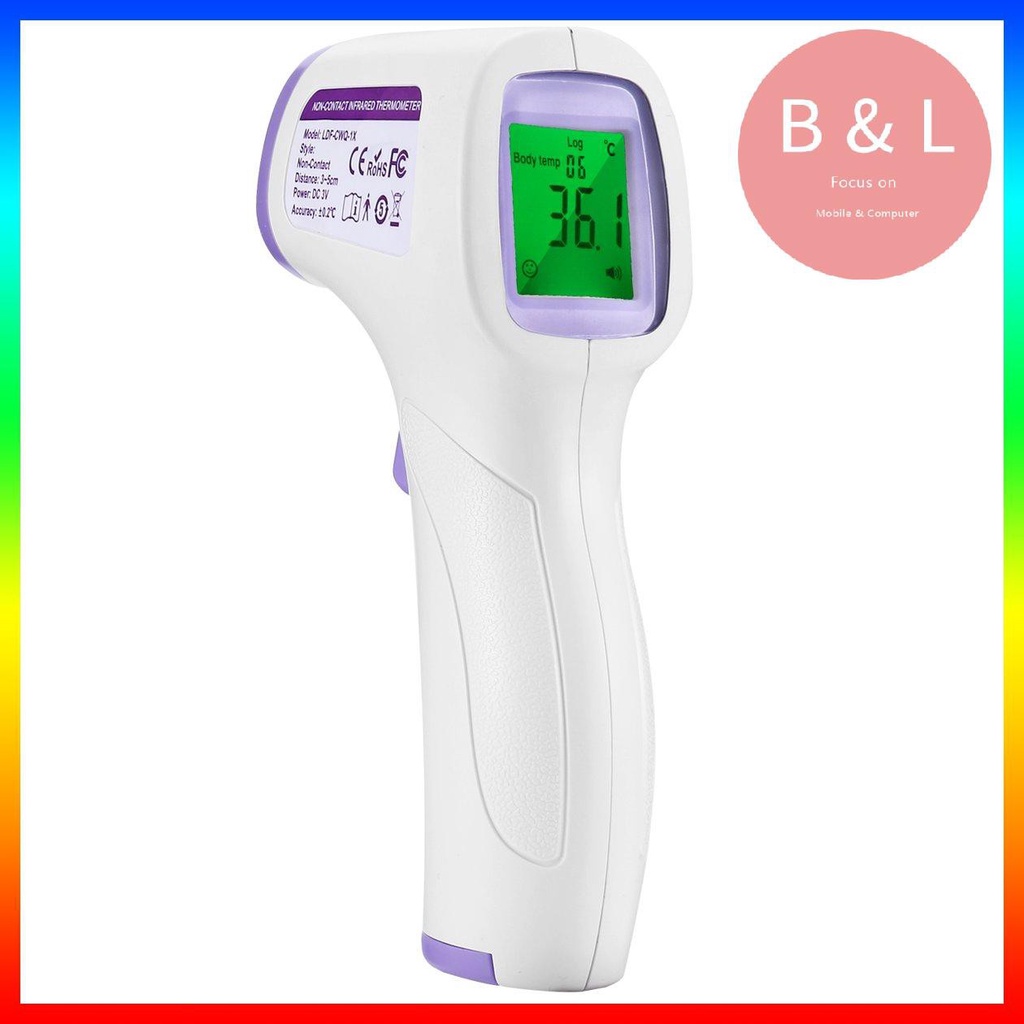 [Hàng mới về] Nhiệt kế hồng ngoại cầm tay không tiếp xúc với ba màu đèn nền tiện dụng