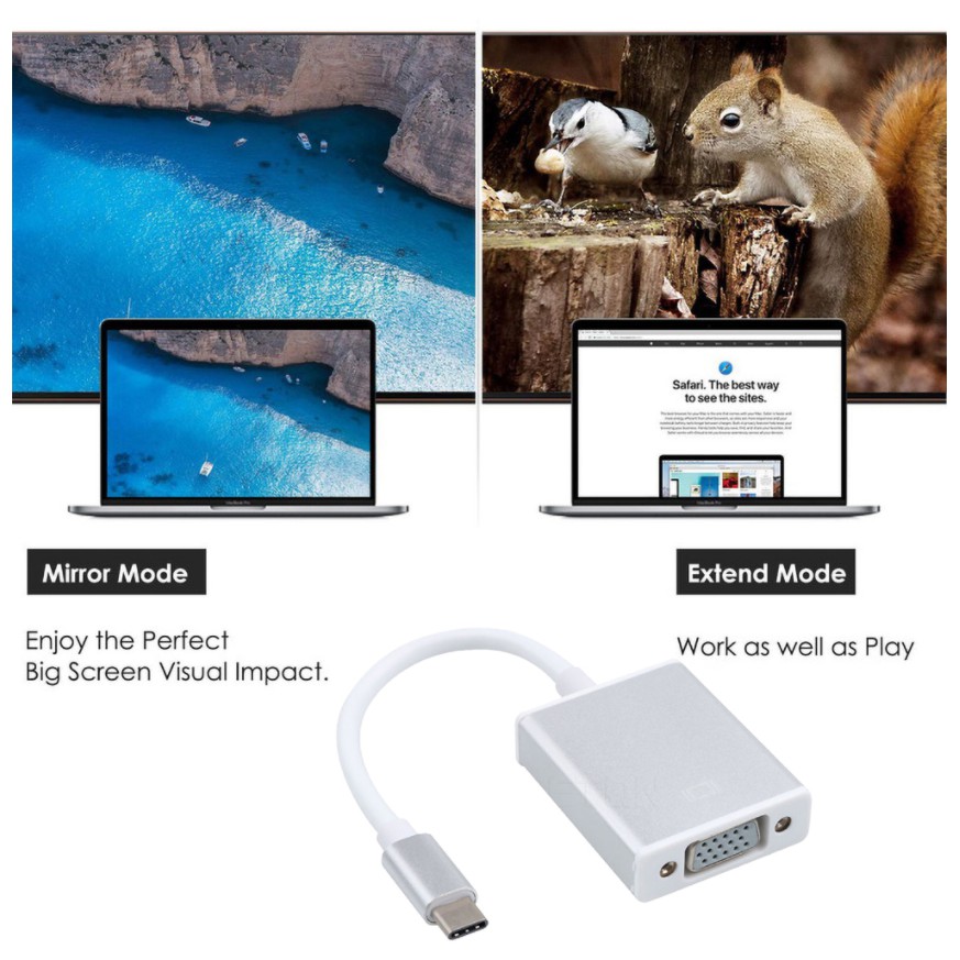 Cáp Chuyển Đổi Usb 3.1 Type-C Sang Vga Cho Pixel Laptop Chromebook Macbook | BigBuy360 - bigbuy360.vn