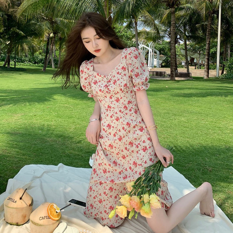 Đầm Hoa Thời Trang Mùa Hè Hàn Quốc Lãng Mạn Cho Nữ