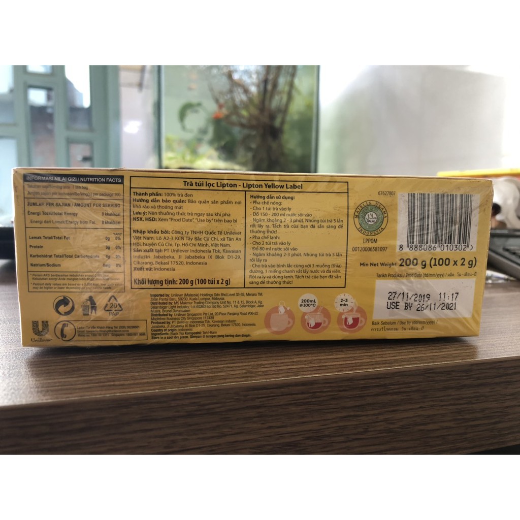 TRÀ LIPTON NHÃN VÀNG YELLOW LABEL - HỘP 100 TÚI LỌC