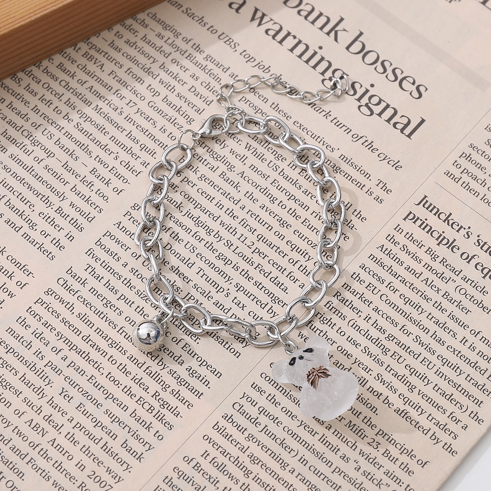 Vòng Tay Mặt Hình Gấu Trong Suốt Phong Cách hip-Hop unisex