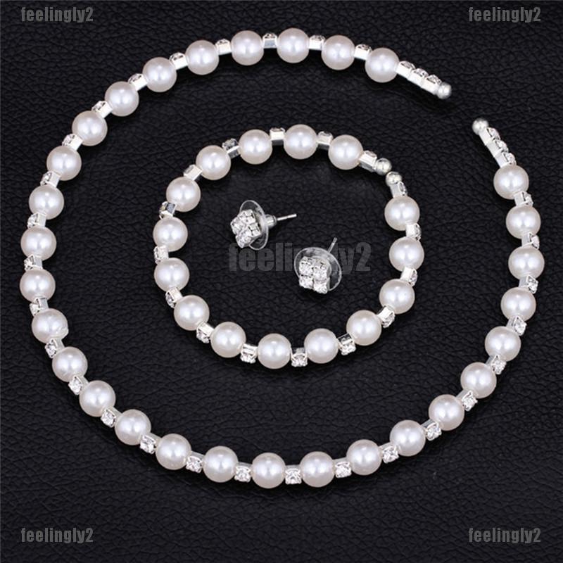 ❤Mặt Trời❤ Bộ Trang Sức Đính Ngọc Trai Nhân Tạo Quyến Rũ Dành Cho Cô Dâu