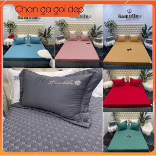 Bộ ga gối cotton lụa Bambilo 60s trần chun