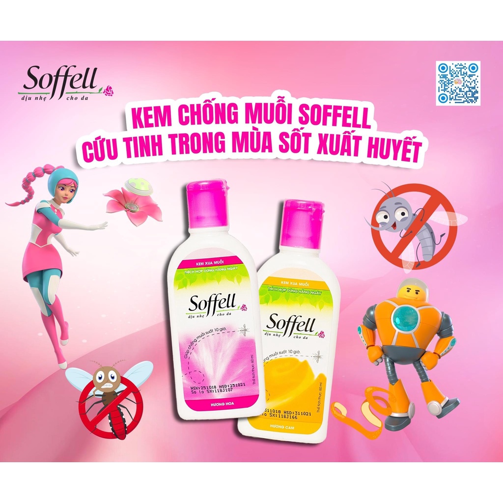 Xịt / Kem bôi chống muỗi Soffell Hương hoa, cam