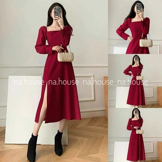 ĐẦM TIỂU THƯ TAY DÀI NAHOUSE VÁY DÁNG DÀI XẺ TÀ ĐI CHƠI ĐI TIỆC THIẾT KẾ XINH XẮN VÀ SANG TRỌNG