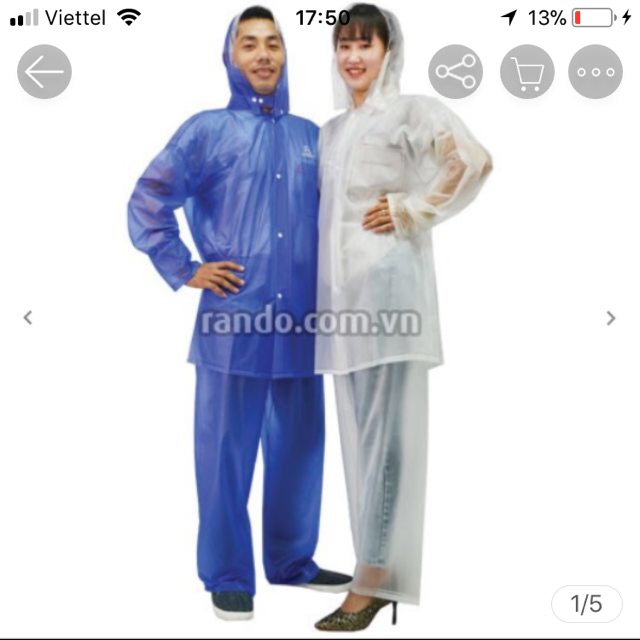 Bộ Áo Mưa Trong Màu Rando