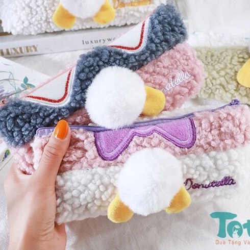 Túi đựng bút lông cục bông Vịt Donal Thú Milkjoy má hồng