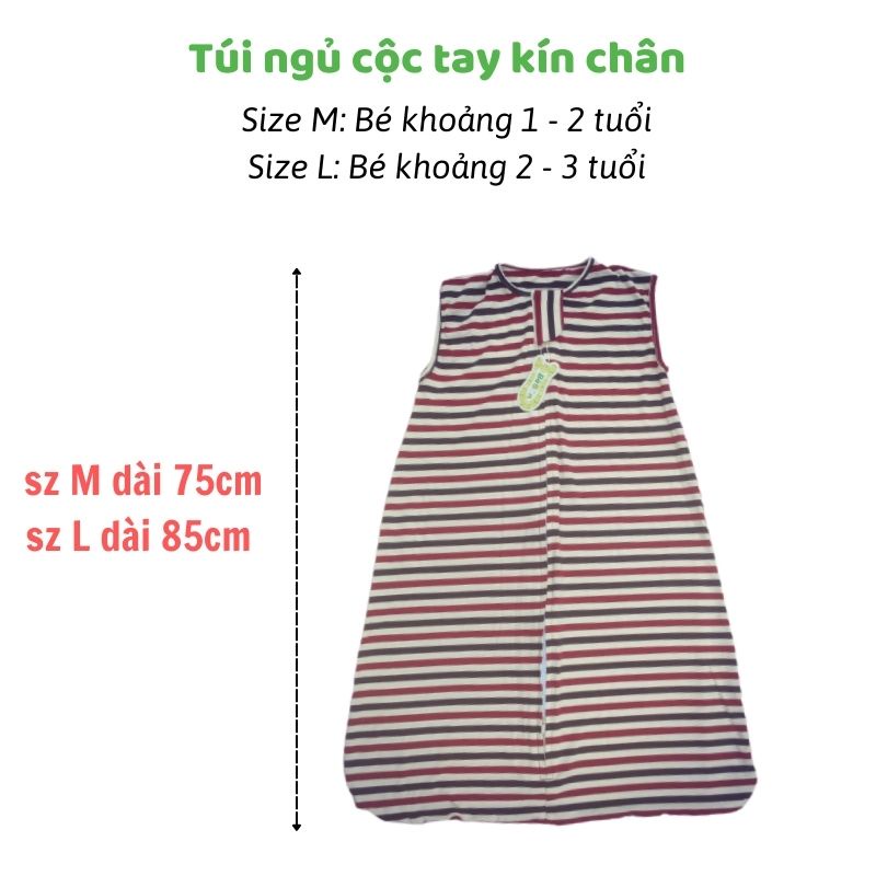 Túi ngủ cho bé trẻ em mùa hè mùa đông sử dụng vải xô muslin, cotton, trần bông dùng sau cai nhộng chũn cocoon, noonon
