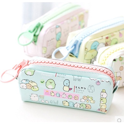 Túi Đựng Bút Da PU Canvas Sức Chứa Lớn In Hình Động Vật Đơn Giản Sáng Tạo