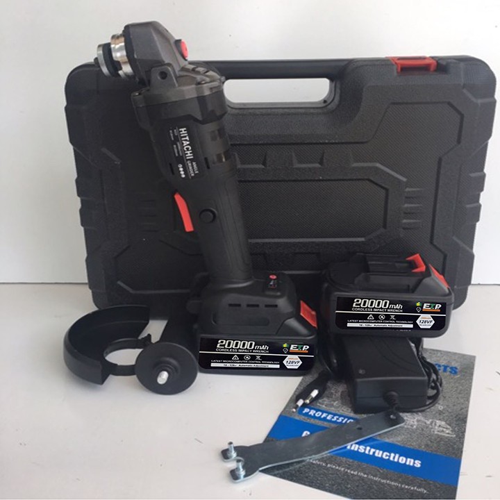 Máy Mài Pin HITACHI 128V - 2 PIN và 1 SẠC - Không chổi than - Pin 10cell [ FULL BOX + BH 6 Tháng ]