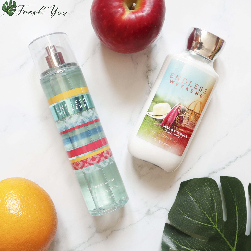 Bộ sản phẩm Bath&Body Works Endless Weekend  (Body Mist, Lotion) | BigBuy360 - bigbuy360.vn