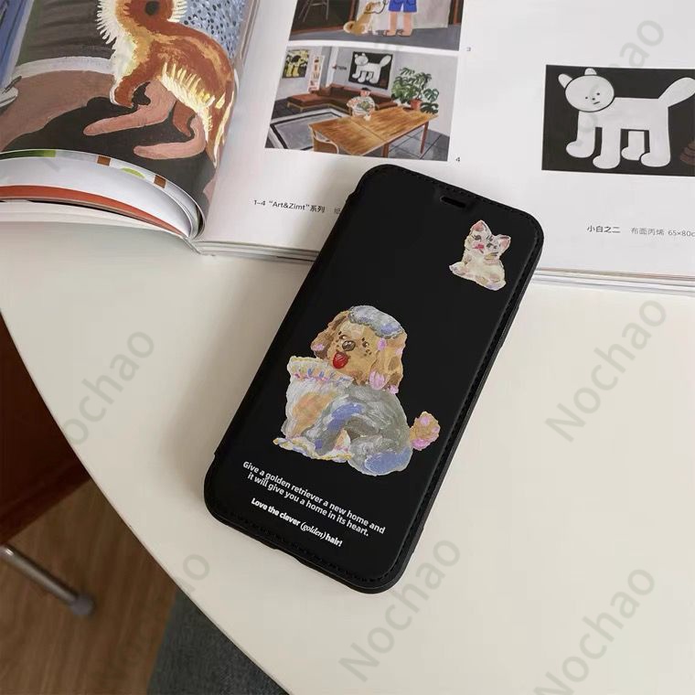 Bao Da Điện Thoại Nắp Lật Chống Sốc Hình Tranh Sơn Dầu Cho iPhone13 12promax XSMax 11 / 13