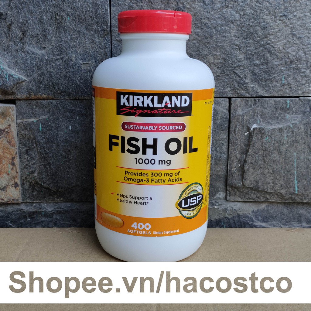 Hàng Tem Trầy- Viên Uống Fish Oil Dầu Cá Kirkland 400 Viên [Mẫu Mới 2020] - Nắp Đỏ Hình thực tế | BigBuy360 - bigbuy360.vn
