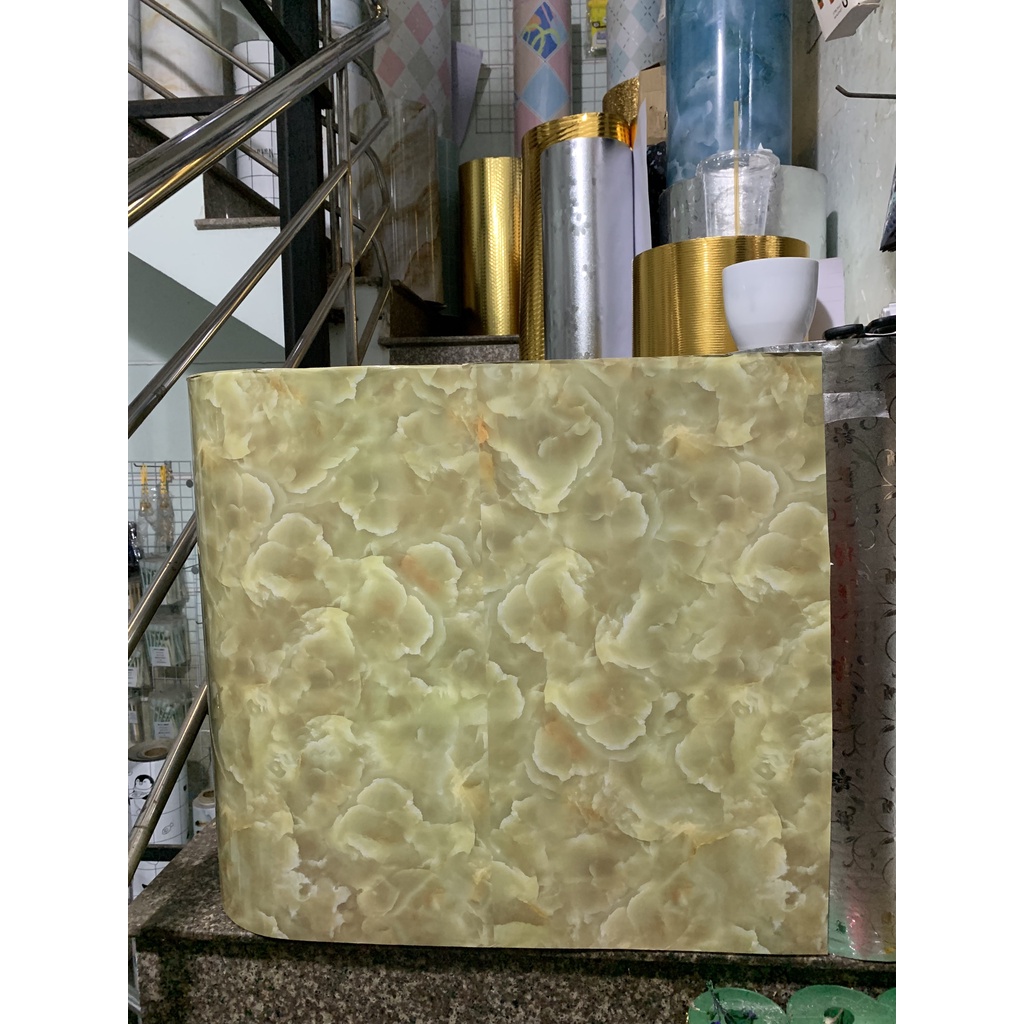 Decal tráng nhôm dán bếp ĐÁ HOA LỚN khổ 60cm có keo sẵn - giá bán 1 mét